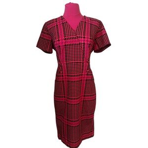 New Liz Claiborne Stylish Pink and Black Plaid Dress